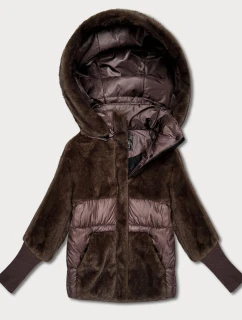 Hnědá dámská zimní bunda s kapucí Goodlookin (LD-5562)