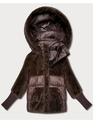 Hnědá dámská zimní bunda s kapucí Goodlookin (LD-5562)