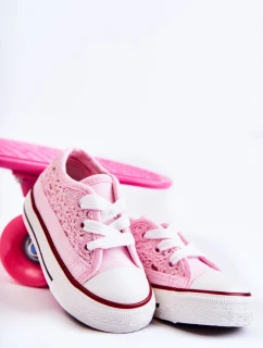 Dětské Tenisky S Krajkou Růžove Roly-Poly
