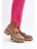 Robustní dámské béžové semišové mokasíny Neloria Robustní dámské béžové semišové mokasíny Neloria