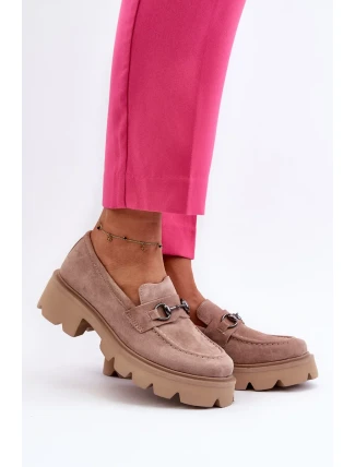 Robustní dámské béžové semišové mokasíny Neloria Robustní dámské béžové semišové mokasíny Neloria