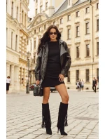 Dámské kozačky na jehlovém podpatku s třásněmi Isalune – černé