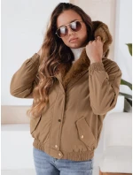 Dámská zimní bunda VESSADA krátká s kožešinou světle hnědá FashionStreet TY5061