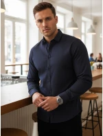 Pánská tmavě modrá vzorovaná košile slim fit FashionStreet DX2691