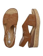 Pohodlné dámské sandály na platformě hnědé Rieker 63782-24