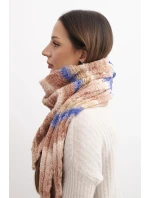 Dámský šátek z měkké a teplé vlny v barevných pruzích KN19 tmavě pudrově růžový Dámský šátek z měkké a teplé vlny v barevných pruzích KN19 tmavě pudrově růžový