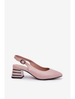 Dámské sandály na podpatku se špičatými špičkami Vinceza 62217 špinavě růžové