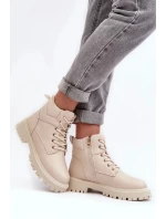 Dámské zateplené kozačky na zip Béžová Gremiva Dámské zateplené kozačky na zip Béžová Gremiva