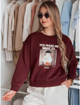 Dámská oversize mikina s potiskem GOOSHY vínová FashionStreet BY1426