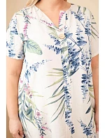 Dámské viskózové šaty Plus Size s krátkým rukávem a výstřihem na knoflíky béžová