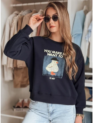 Dámská oversize mikina s potiskem GOOSHY navy blue FashionStreet BY1428