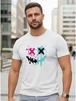 Pánské bavlněné streetwearové bílé tričko FashionStreet NX5100R