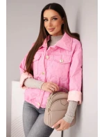 Dámská jarní prošívaná bunda s květinovým vzorem cukrově růžová Dámská jarní prošívaná bunda s květinovým vzorem cukrově růžová