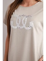 Dámské viskózové šaty s krátkým rukávem a ozdobným potiskem fango