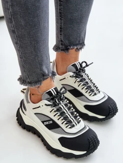 Kožené Dámské Sneakersy Na Platformě Big Star OO274A220 HI-POLY SYSTEM Bílá-Černá