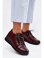 Kožené dámské polobotky na platformě Vinceza 39977 bordó