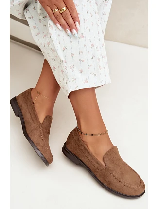 Dámské mokasíny Loafersy z eko semiše hnědé Laisie Dámské mokasíny Loafersy z eko semiše hnědé Laisie
