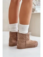 Kotníkové sněhule na zip zateplené kožíškem Big Star béžové Kotníkové sněhule na zip zateplené kožíškem Big Star béžové