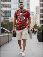 Pánské klasické tričko v kamuflážovém vzoru s potiskem, oranžové, FashionStreet NX2003R Pánské klasické tričko v kamuflážovém vzoru s potiskem, oranžové, FashionStreet NX2003R