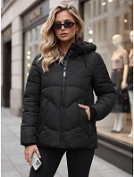 Dámská zimní prošívaná bunda s kapucí, černá, FashionStreet TY5751 Dámská zimní prošívaná bunda s kapucí, černá, FashionStreet TY5751