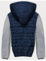 Tmavě modro-šedá sportovní pánská bunda z různých spojených materiálů (8M910-215) Tmavě modro-šedá sportovní pánská bunda z různých spojených materiálů (8M910-215)