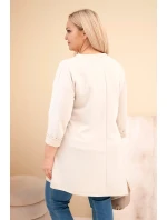 Dámská PLUS SIZE šaty z viskózy s volným střihem a dlouhým rukávem béžová