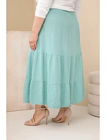 Dámská bavlněná mušelínová sukně Plus Size s volánem a gumou tmavě mentolová