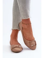 Baleríny S Páskem A Ozdobou Eko Kůže Tmavě Béžové Cadwenla