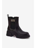 Dámské kotníkové boty se zlatým detailem zateplené černé Serene