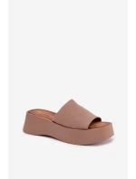 Dámské sandály na platformě tmavě béžové Liorisse