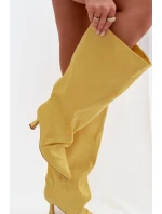 Kozačky s širokým horním dílem a záhyby na podpatku Žluté Harela