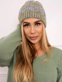 Fleecová čepice Melisa K241 šedá+olivová