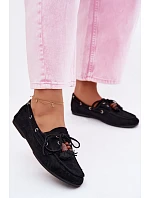 Dámské Mokasyny S Frézlem A Korálky Černé Teresa