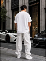 Pánské bavlněné basic oversize bílé tričko FashionStreet RX5683 Pánské bavlněné basic oversize bílé tričko FashionStreet RX5683