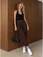 Dámské jogger kalhoty s gumou v pase, čokoládová barva, FashionStreet UY3155 Dámské jogger kalhoty s gumou v pase, čokoládová barva, FashionStreet UY3155