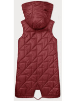 Červená prošívaná dámská vesta s asymetrickou spodní částí S'West (B8237-4)
