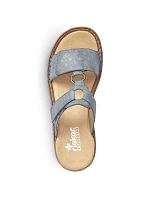 Dámské pohodlné modré žabky na suchý zip Rieker 60885-12