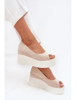 Dámské Sandály Na Klínu A Platformě Světle Béžové Felyra