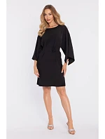 M908 Šaty s ozdobnými širokými rukávy - černé