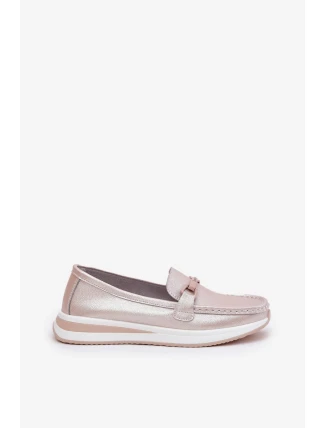 Dámské kožené mokasíny S.Barski – perlově růžové