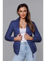 Modrá dámská prošívaná bunda s kapucí (B0123-72) Modrá dámská prošívaná bunda s kapucí (B0123-72)