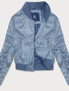 Světle modrá krátká dámská bunda typu bomber (AG3-2206)