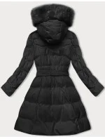 Černá dámská zimní bunda s ozdobnou kožešinou (5M3158-392) Černá dámská zimní bunda s ozdobnou kožešinou (5M3158-392)