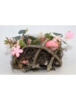 DEKORATIVNÍ SVÍCEN RŮŽOVÝ 16CM NA ČAJOVOU SVÍČKU