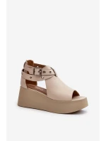 Zazoo 1732 Kožené sandály na klíně Beige Zazoo 1732 Kožené sandály na klíně Beige