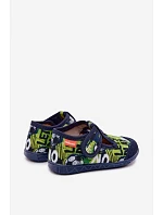 Dětské pantofle Milami na suchý zip s míčky tmavě modro-zelené Jasimrra