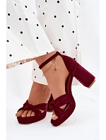 Dámské sandály na podpatku z imitace semiše bordové Rosetta