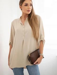 Halenka s prodlouženým zadním dílem tmavě béžová