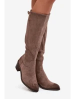 Kozaki před koleno eko semiš na sloupku Vinceza 58332 tmavě béžové Kozaki před koleno eko semiš na sloupku Vinceza 58332 tmavě béžové