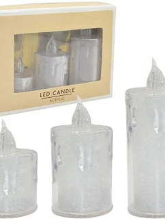 SADA 3 DEKORATIVNÍCH LED SVÍČEK TEPLÁ BÍLÁ
